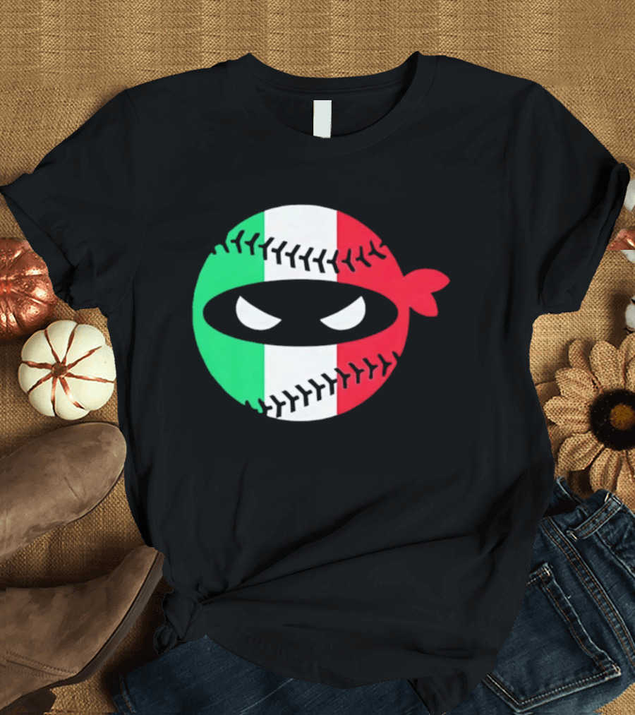 Pitching Ninja Italy Baseball Italian Flag Sports Fan Элита T-Shirt