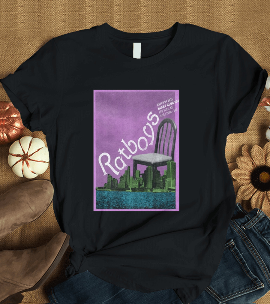 Ratboys March 4 2026 Night Club 101 New York NY Concert Event Chair Cityscape T-Shirt