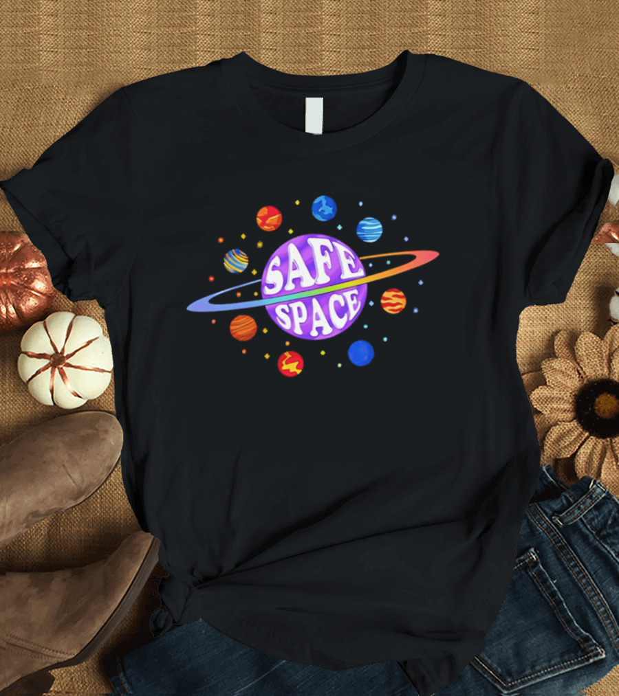 Safe Space Galaxy Colorful Planets Cosmic T-Shirt