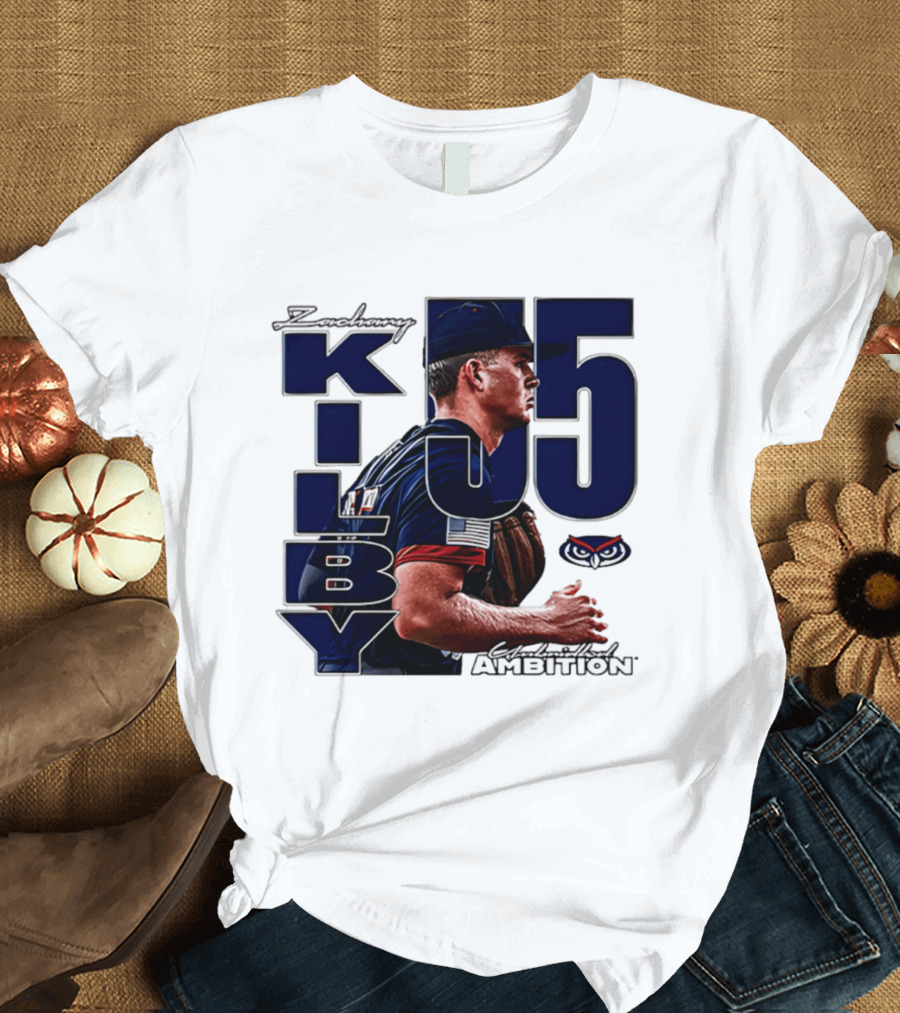 Zach Kilby 55 Baseball Ambition FAU Owls T-Shirt