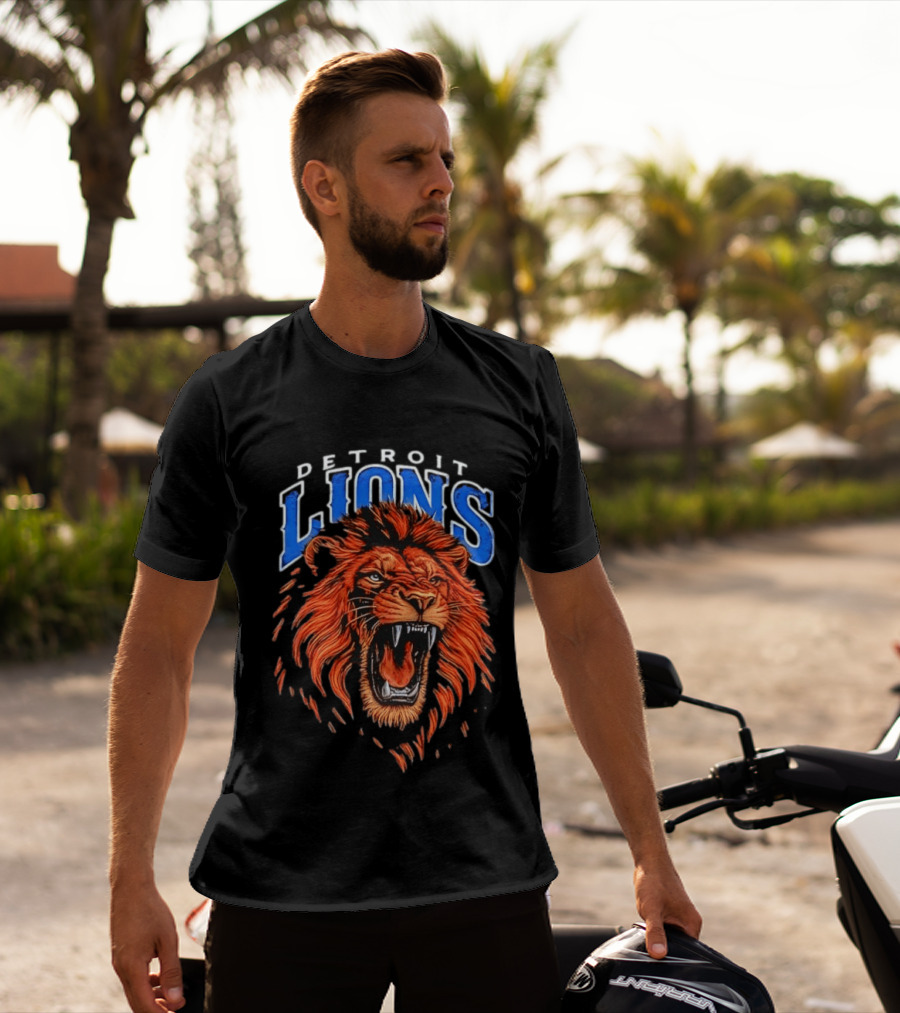 Detroit Lions Roaring Lion Head NFL Team T-Shirt