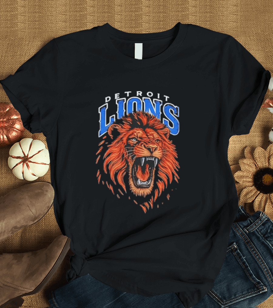 Detroit Lions Roaring Lion Head NFL Team T-Shirt