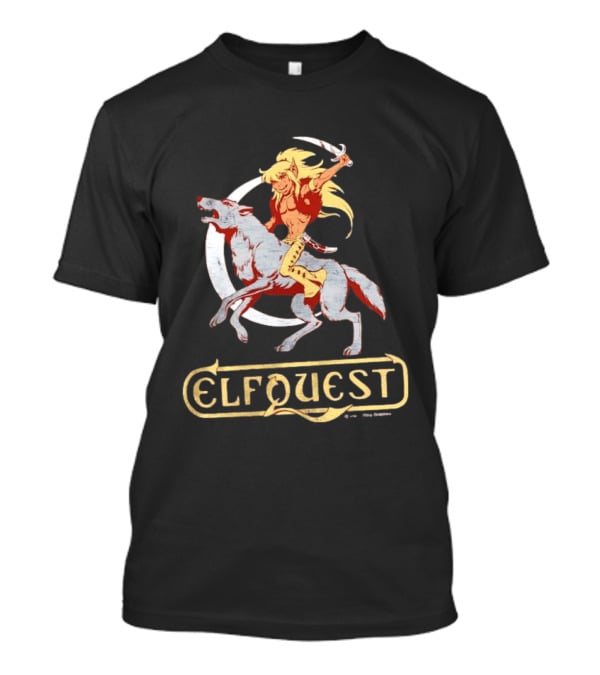 ElfQuest Cutter Riding Wolf Moon Fantasy T-Shirt