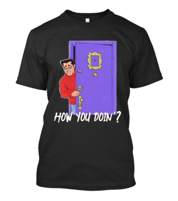 Joey Tribbiani How You Doin Cartoon Purple Door Iconic Phrase T-Shirt