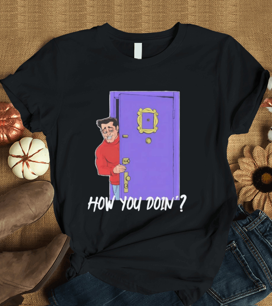Joey Tribbiani How You Doin Cartoon Purple Door Iconic Phrase T-Shirt