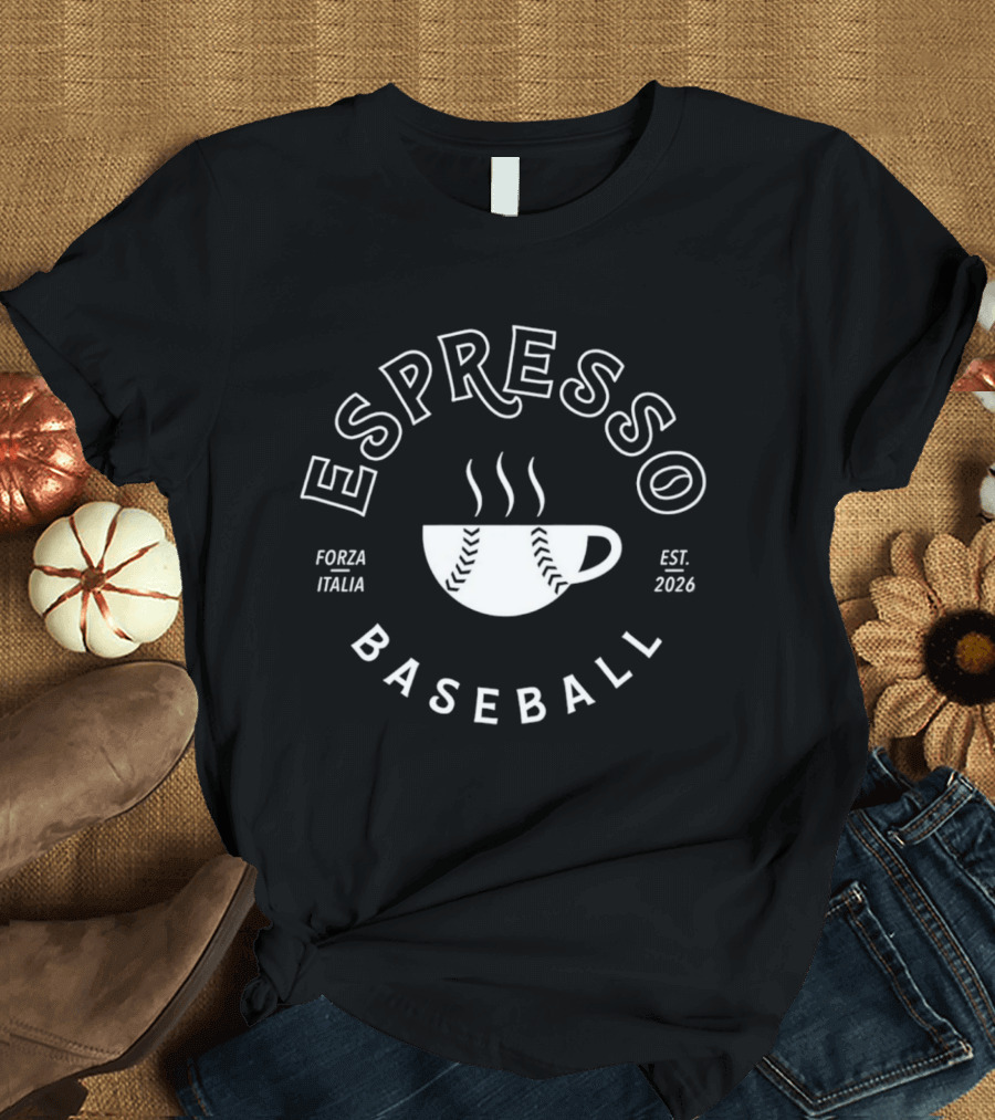 Espresso Baseball Forza Italia Est 2026 Iconic Coffee Cup With Stitching T-Shirt