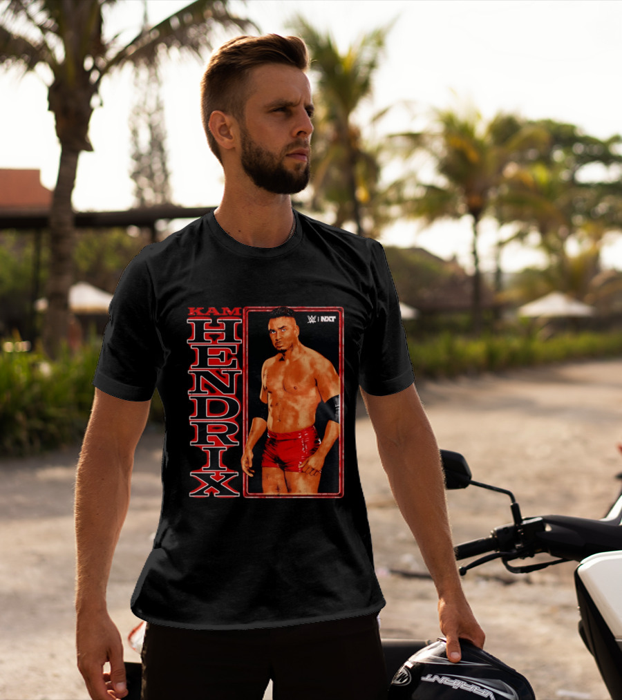 Kam Hendrix WWE NXT Vertical Name Red Trunks T-Shirt
