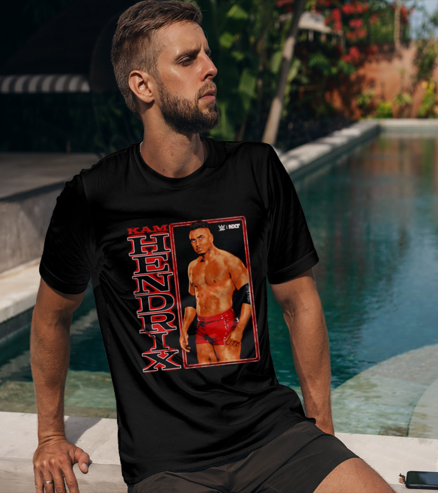 Kam Hendrix WWE NXT Vertical Name Red Trunks T-Shirt