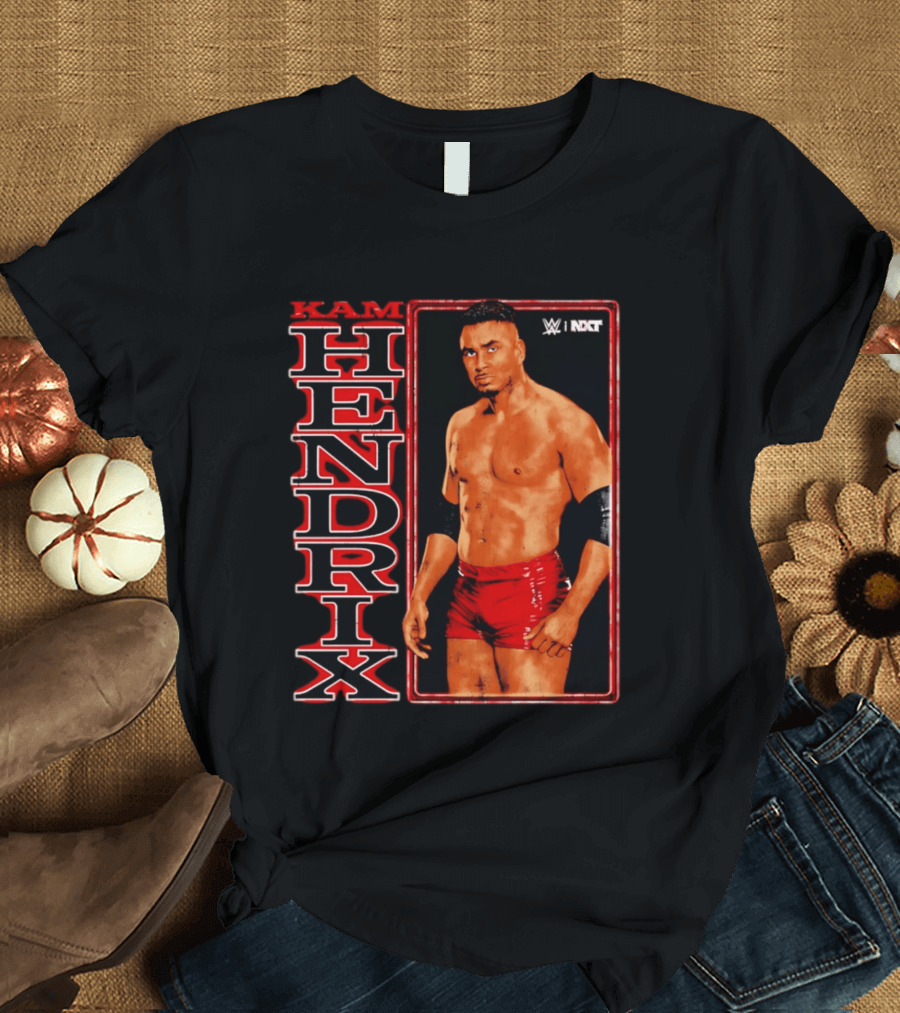 Kam Hendrix WWE NXT Vertical Name Red Trunks T-Shirt