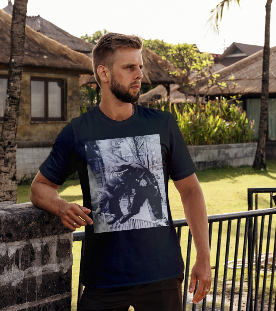 Chief Aaron Edwards American Hero Police Officer Jumping Fence T-Shirt