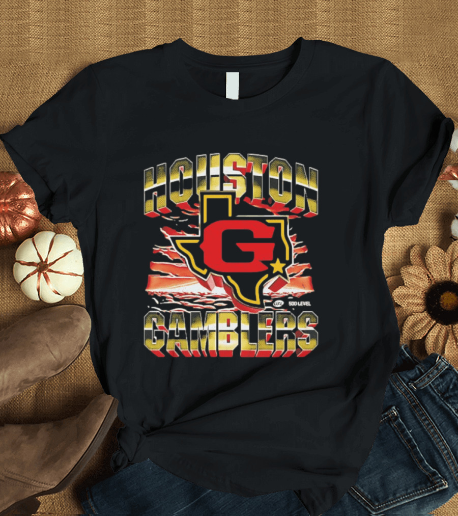 Houston Gamblers UFL Texas Map Star T-Shirt