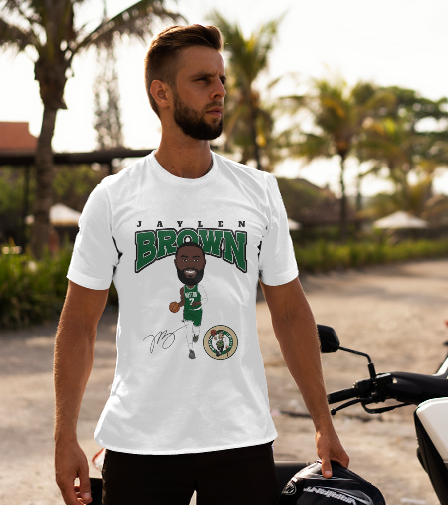 Jaylen Brown Boston Celtics Hardwood Comic Celtics Player Caricature T-Shirt