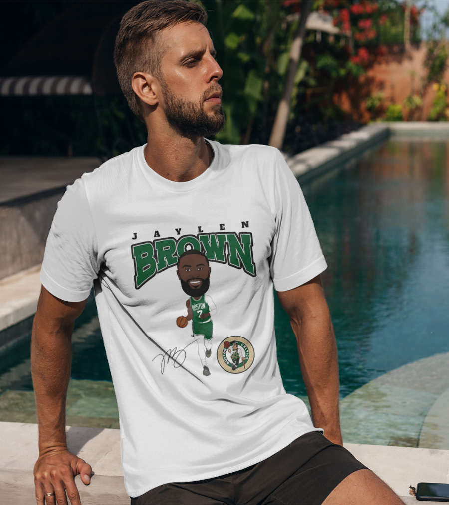 Jaylen Brown Boston Celtics Hardwood Comic Celtics Player Caricature T-Shirt