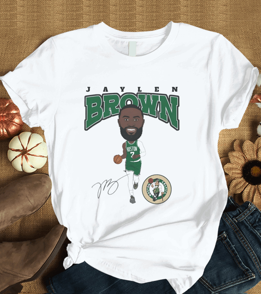 Jaylen Brown Boston Celtics Hardwood Comic Celtics Player Caricature T-Shirt