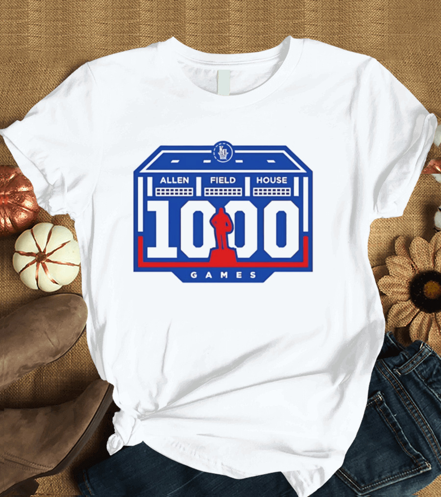 Kansas Jayhawks Allen Fieldhouse 1000 Games Celebration T-Shirt