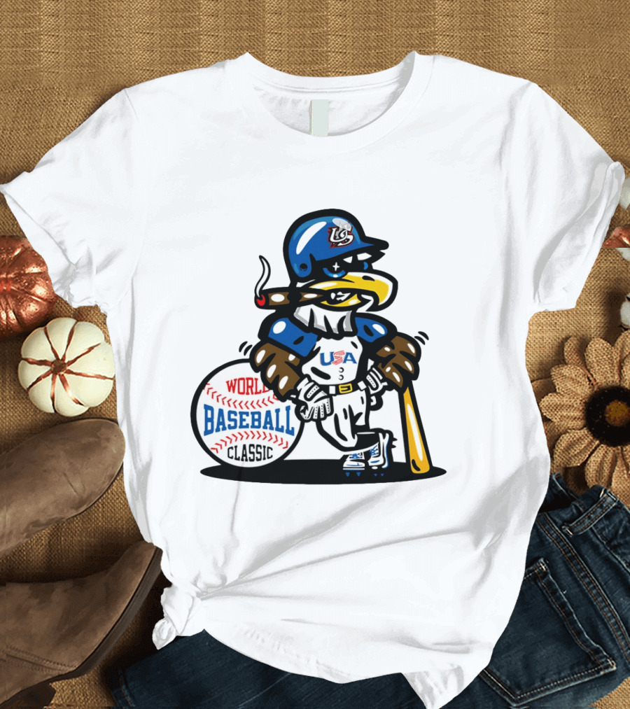 USA Baseball Eagle Mascot World Baseball T-Shirt