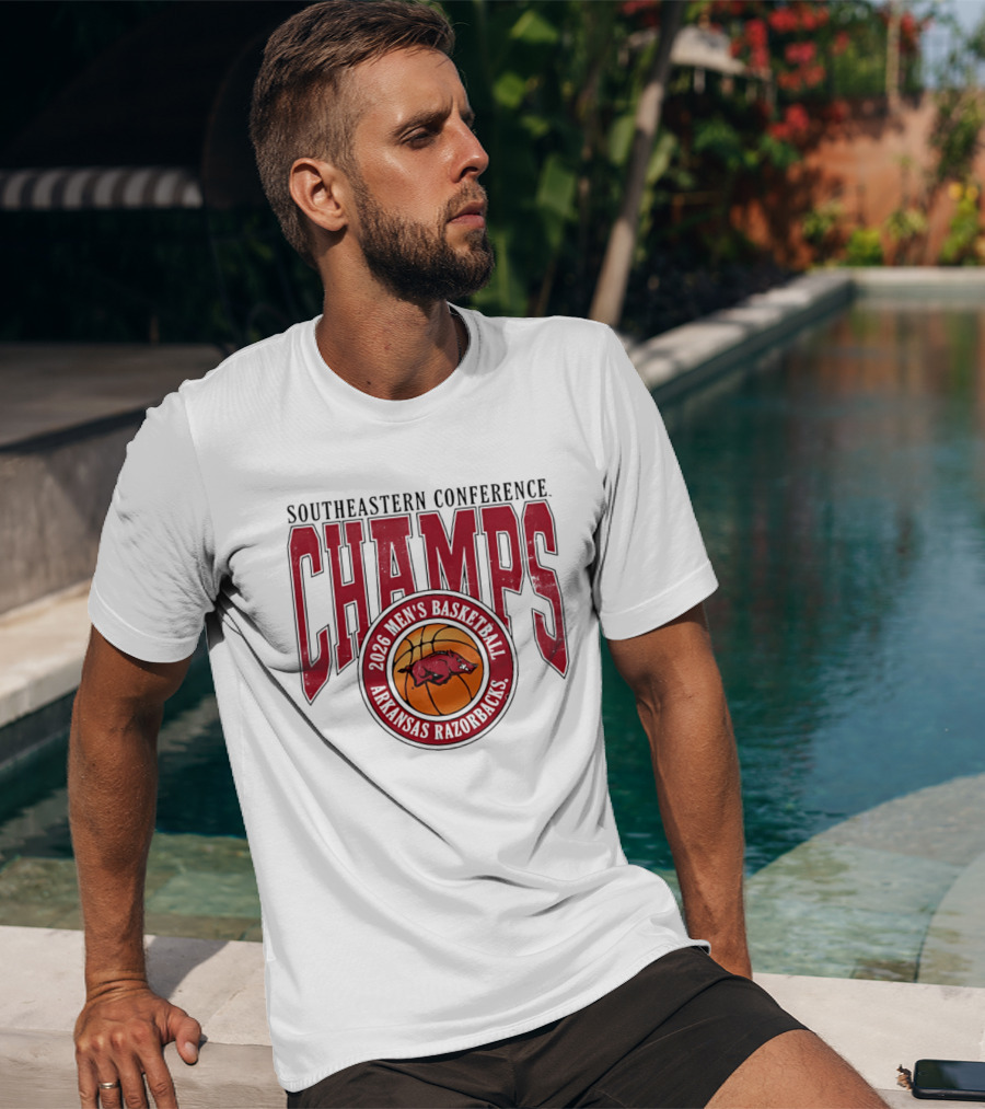 2026 Arkansas Razorbacks Men's Basketball Southeastern Conference Champs T-Shirt