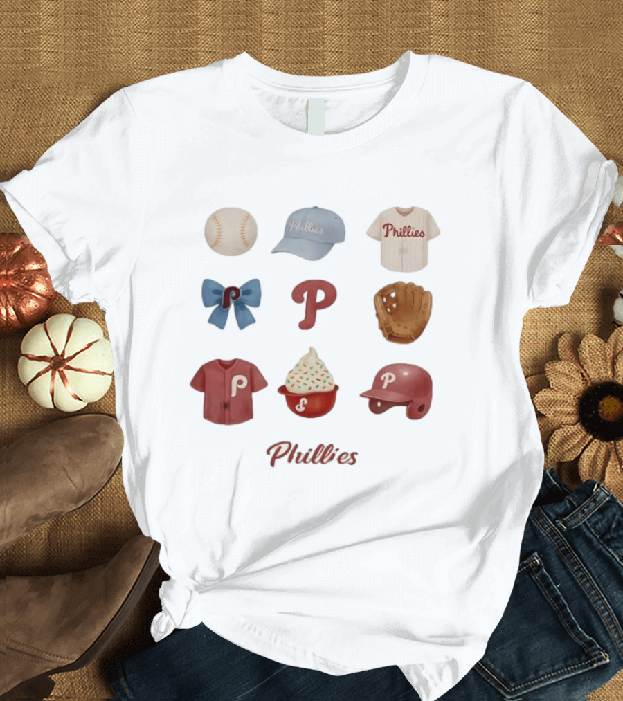 Phillies Coquette Bow Baseball Game Day Cap Jersey Glove Helmet Cupcake T-Shirt