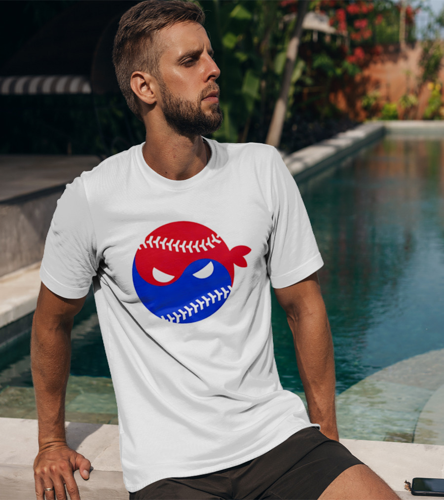 Pitching Ninja South Korea Baseball Yin Yang T-Shirt
