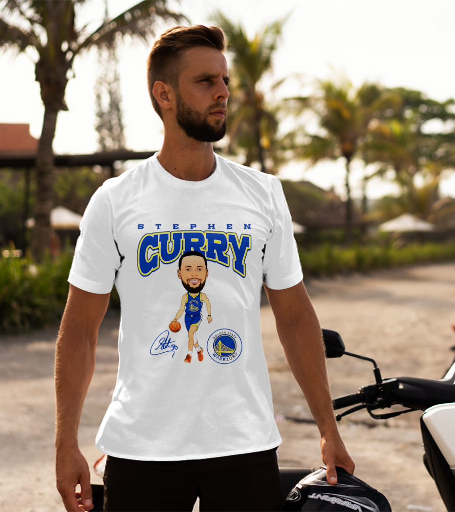 Stephen Curry Golden State Warriors Hardwood Comic Player Signature T-Shirt