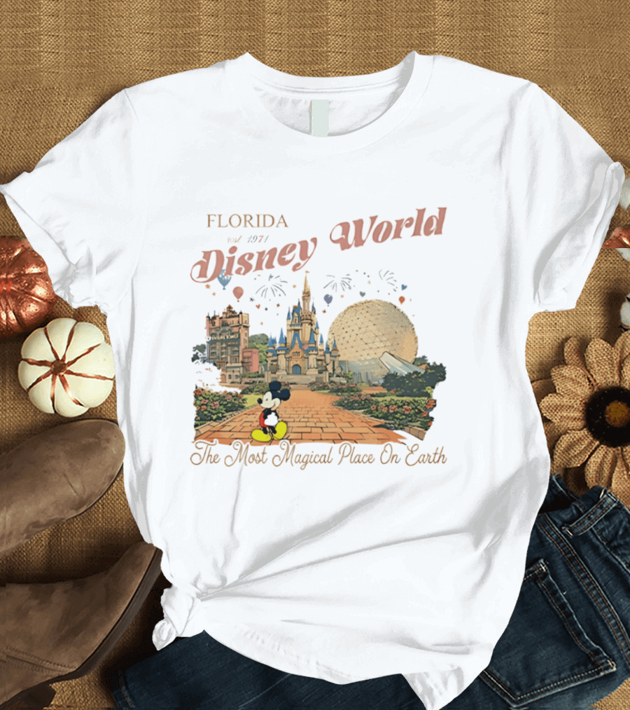 Florida Disney World Est 1971 The Most Magical Place On Earth Mickey Mouse Castle Spaceship Earth T-Shirt