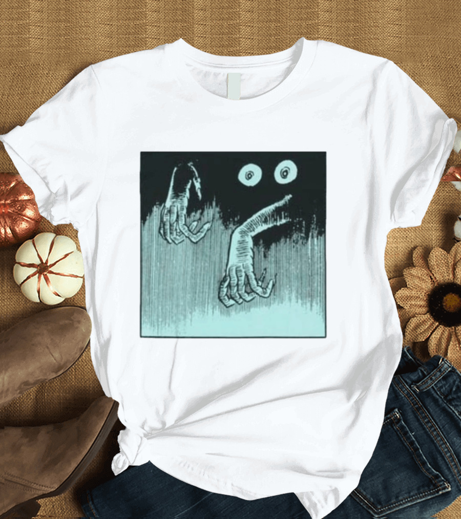 Creepy Eyes And Clawed Hands Emerging From Darkness T-Shirt