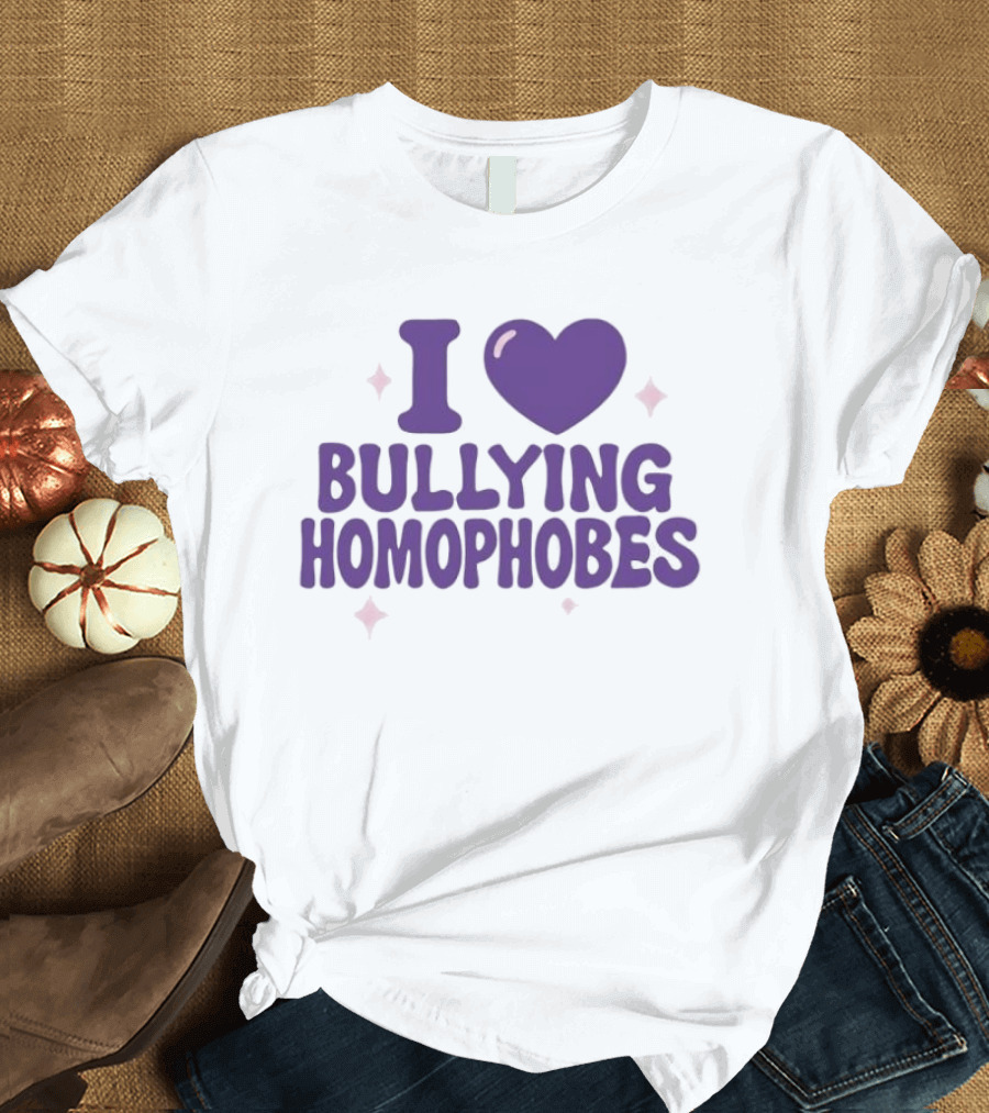 I Love Bullying Homophobes Heart Design With Sparkles T-Shirt