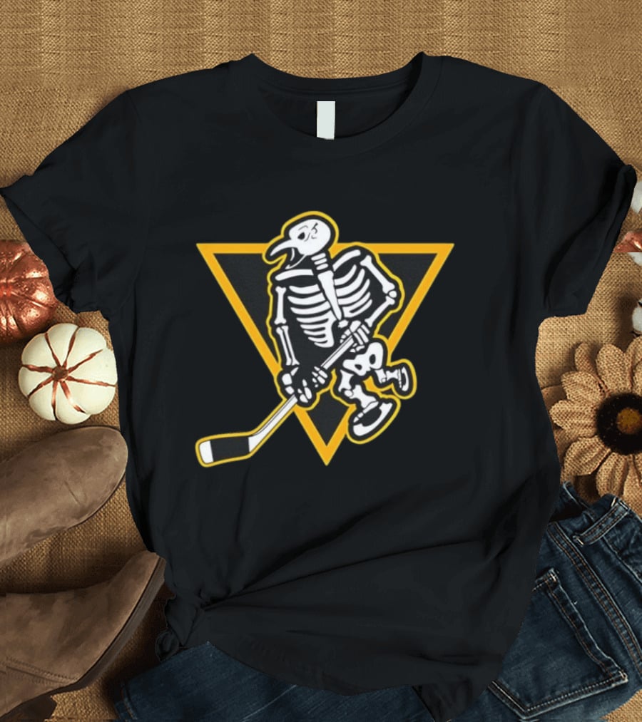 Pittsburgh Penguins Skeleton Hockey NHL Skull T-Shirt