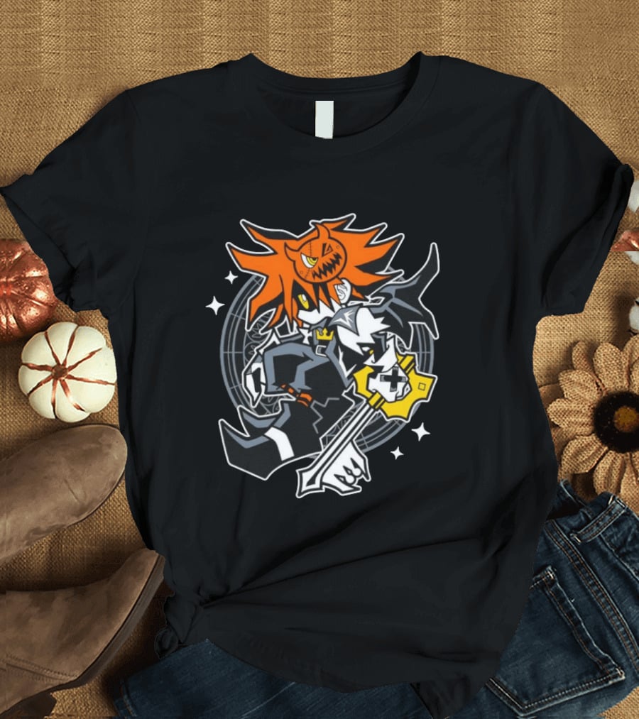 Sora Kingdom Hearts Halloween Trick Or Treat Pumpkin Warrior Magic Keyblade T-Shirt