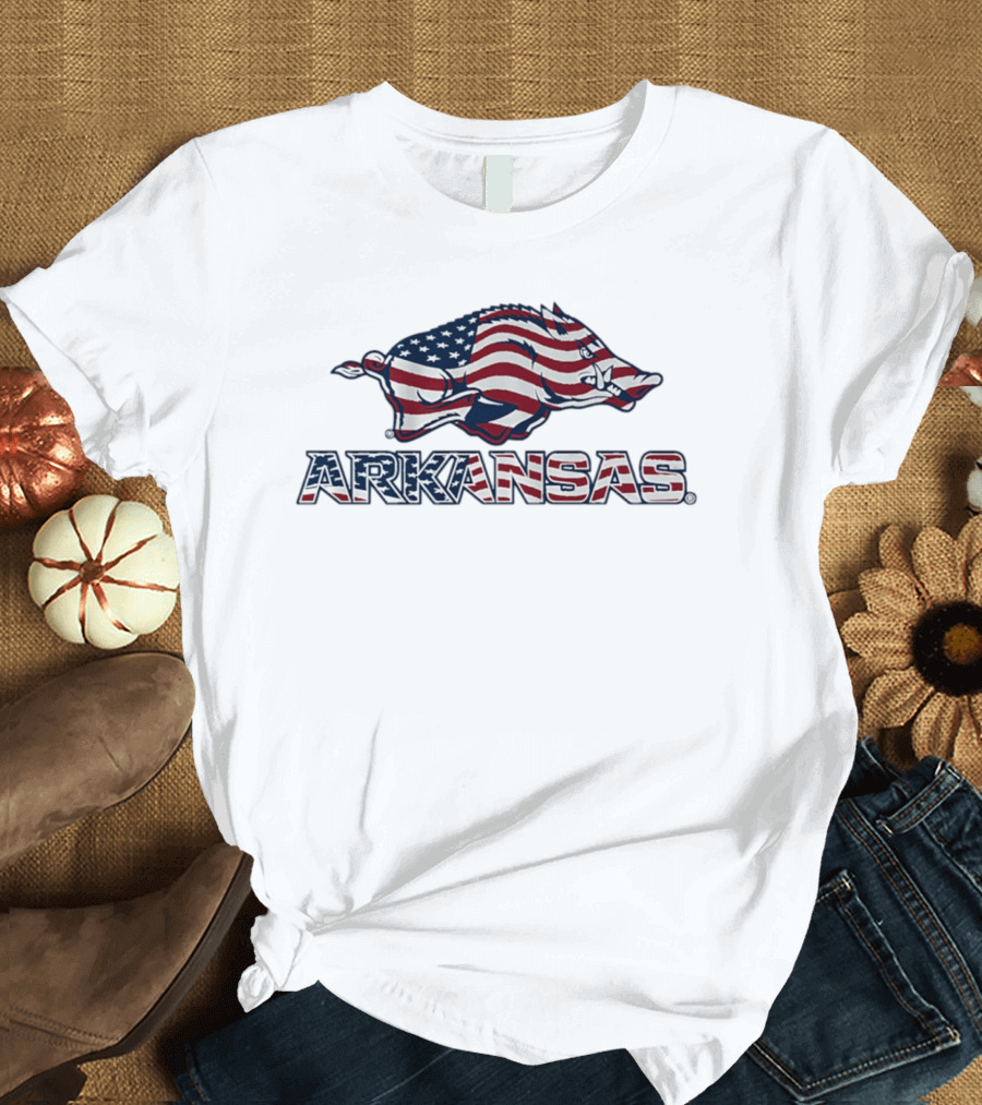 Arkansas Razorbacks American Flag Hog Patriotic T-Shirt