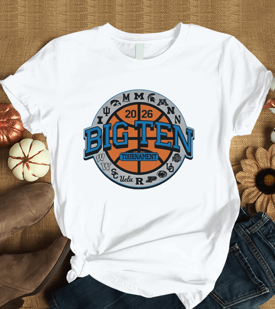 Big Ten 2026 Basketball Tournament All Team Pinwheel Michigan Ohio State Iowa Penn State UCLA Tournament T-Shirt