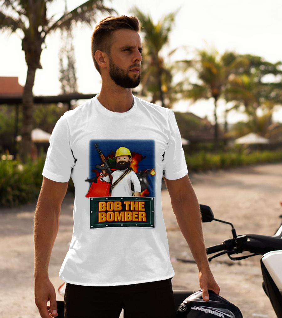 Bob The Bomber Cartoon Character With Gun And Explosives T-Shirt