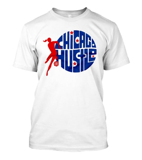 Chicago Hustle WPBL Basketball Red Player Blue Circle T-Shirt