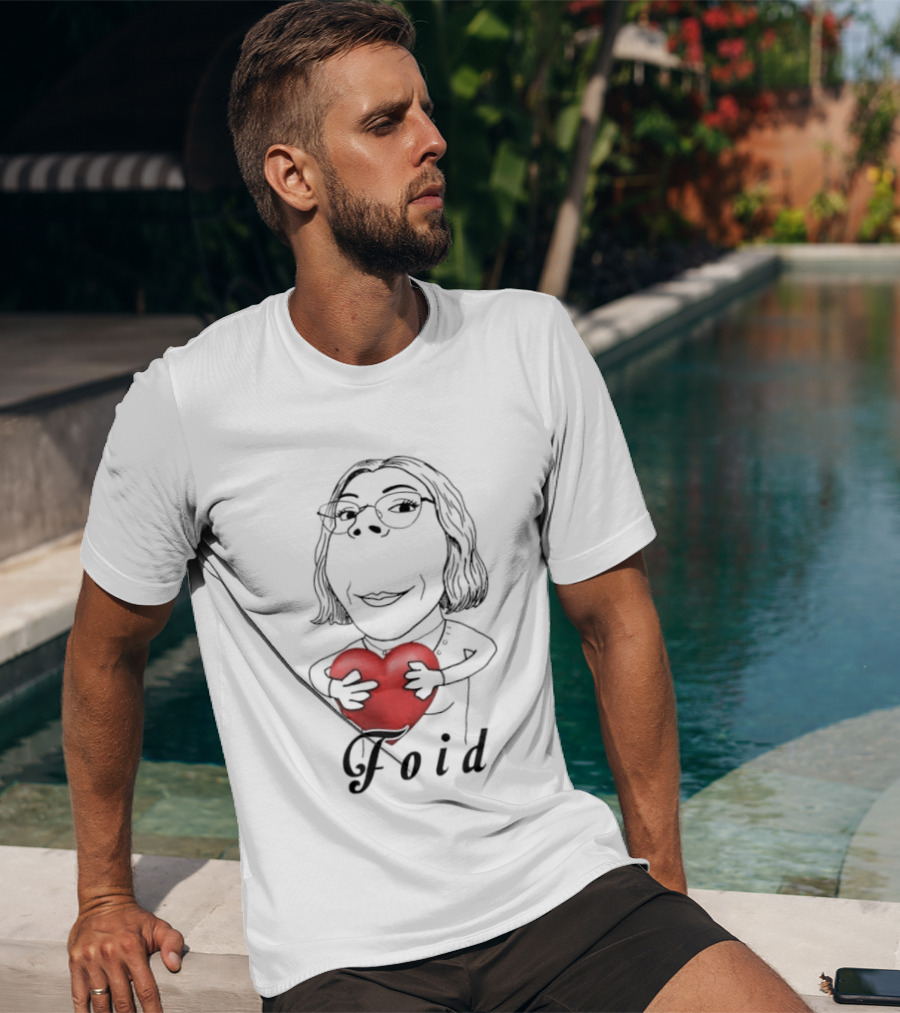 Foid Girl Hugs Heart Sketch Lovable Red Heart Embrace T-Shirt