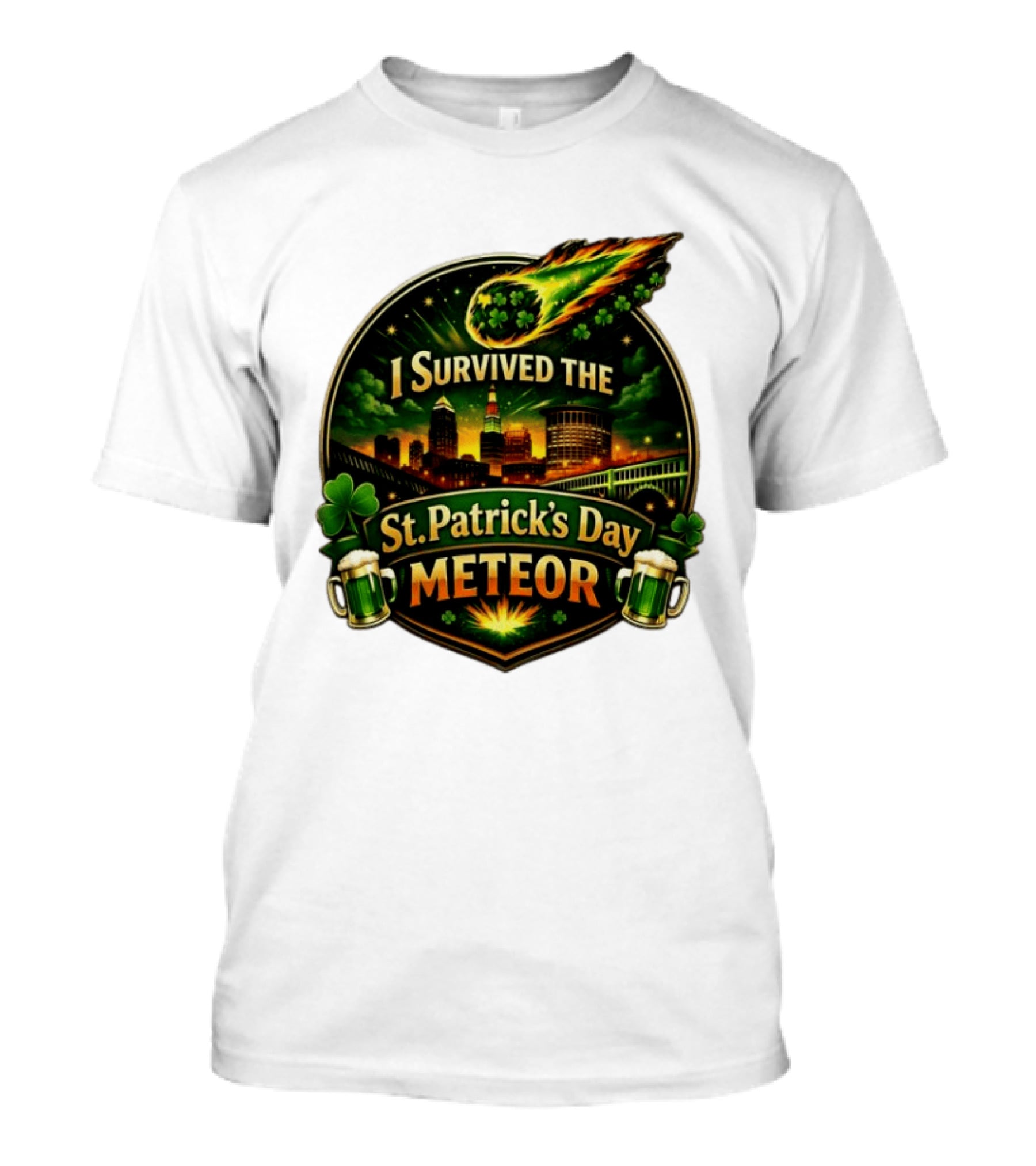 I Survived The St. Patrick's Day Meteor With Clover And Beer S T-Shirt