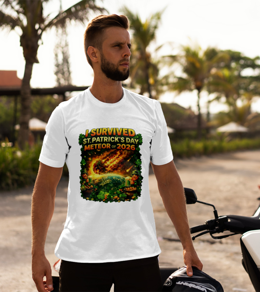 I Survived St. Patrick's Day Meteor Of 2026 Leprechaun Shamrock Adventure T-Shirt