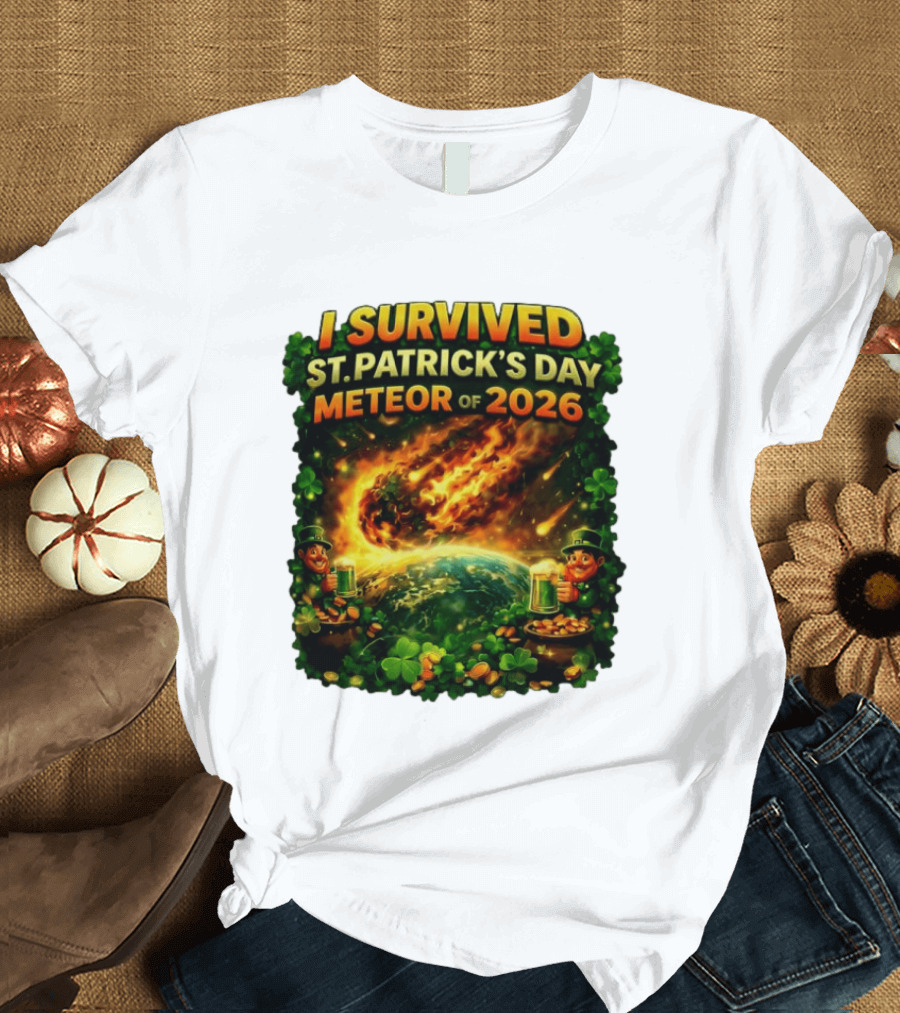 I Survived St. Patrick's Day Meteor Of 2026 Leprechaun Shamrock Adventure T-Shirt