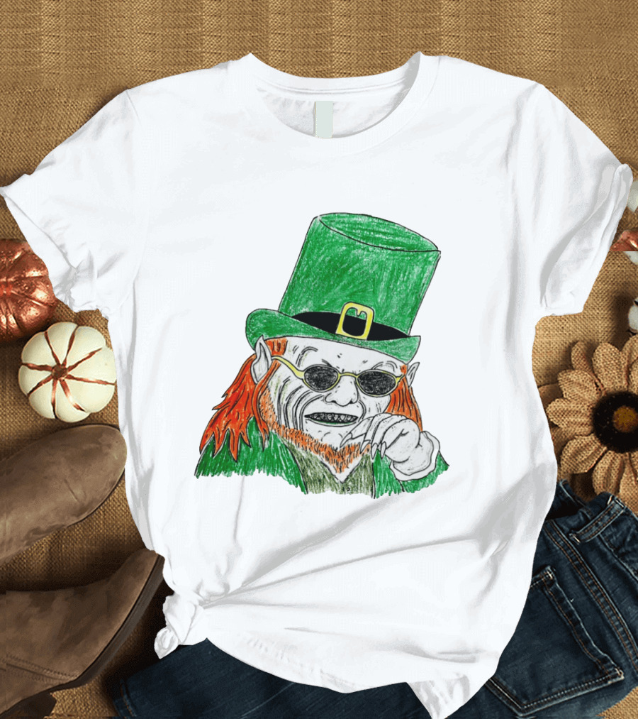 Leprechaun In The Hood Green Hat Sunglasses Red Hair T-Shirt