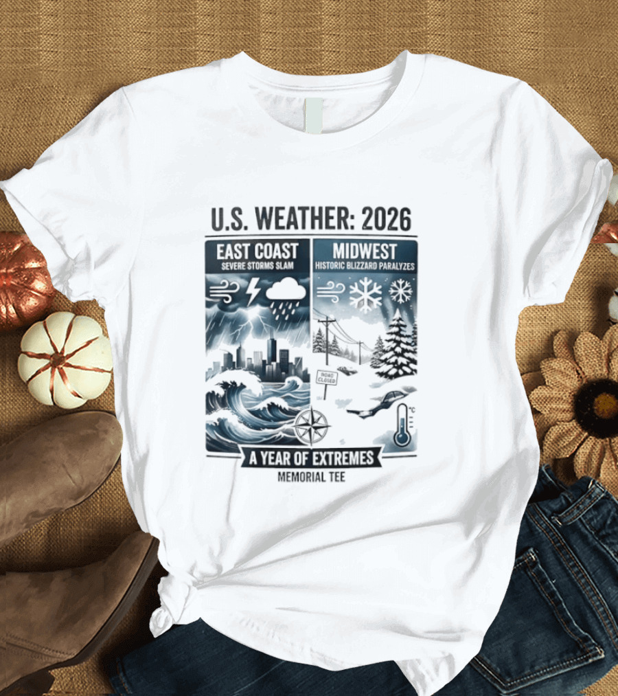 U.S. Weather 2026 East Coast Midwest A Year Of Extremes Memorial T-Shirt