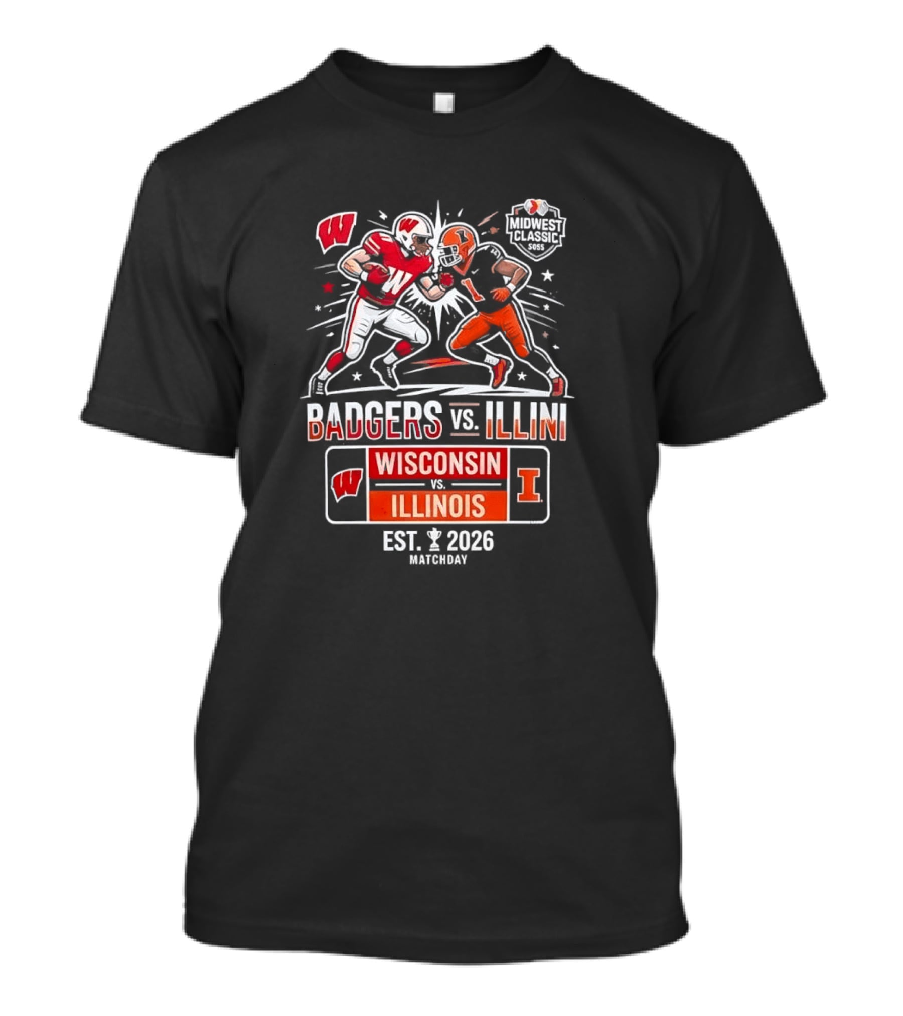 Badgers Vs Illini Wisconsin Vs Illinois Midwest Classic Est 2026 T-Shirt