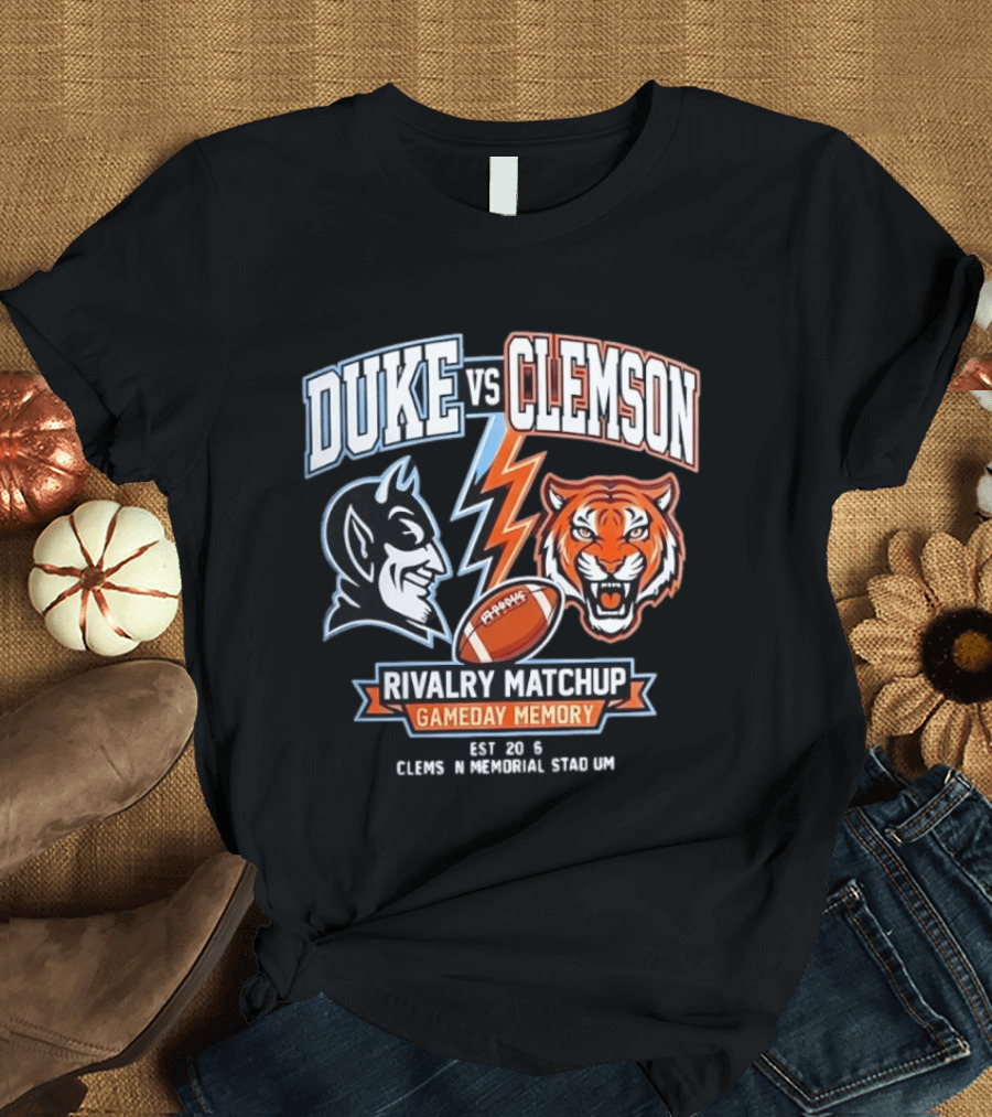 Duke Vs Clemson Rivalry Matchup Gameday Memory 2026 Classes Memorial Stadium T-Shirt