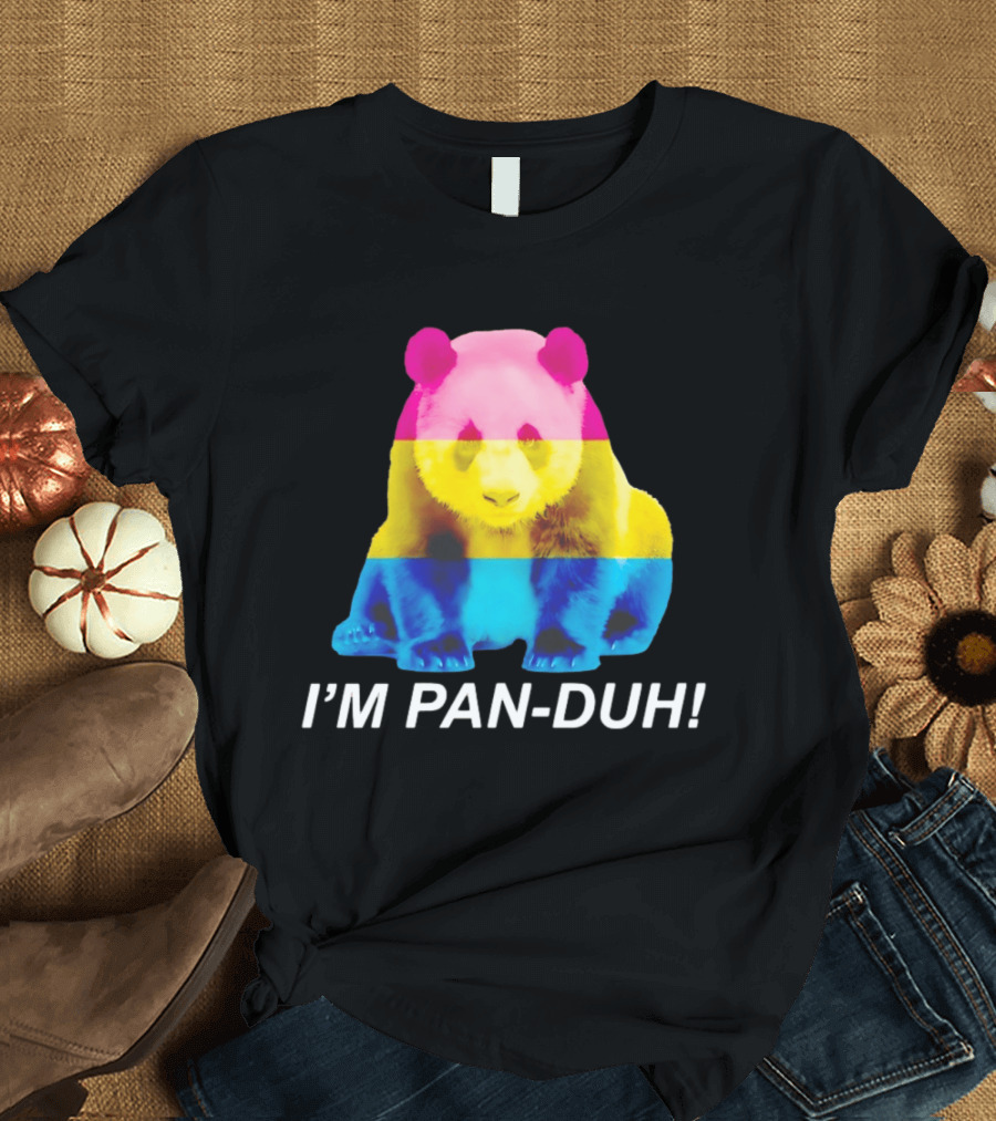 Panda I'm Pan Duh With Pan Flag Colors Panda T-Shirt
