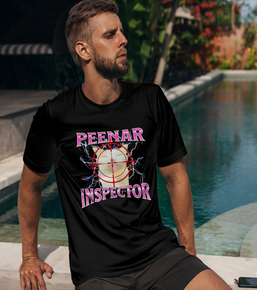 Peenar Inspector Cat Meme With Target Crosshair And Lightning Effects T-Shirt