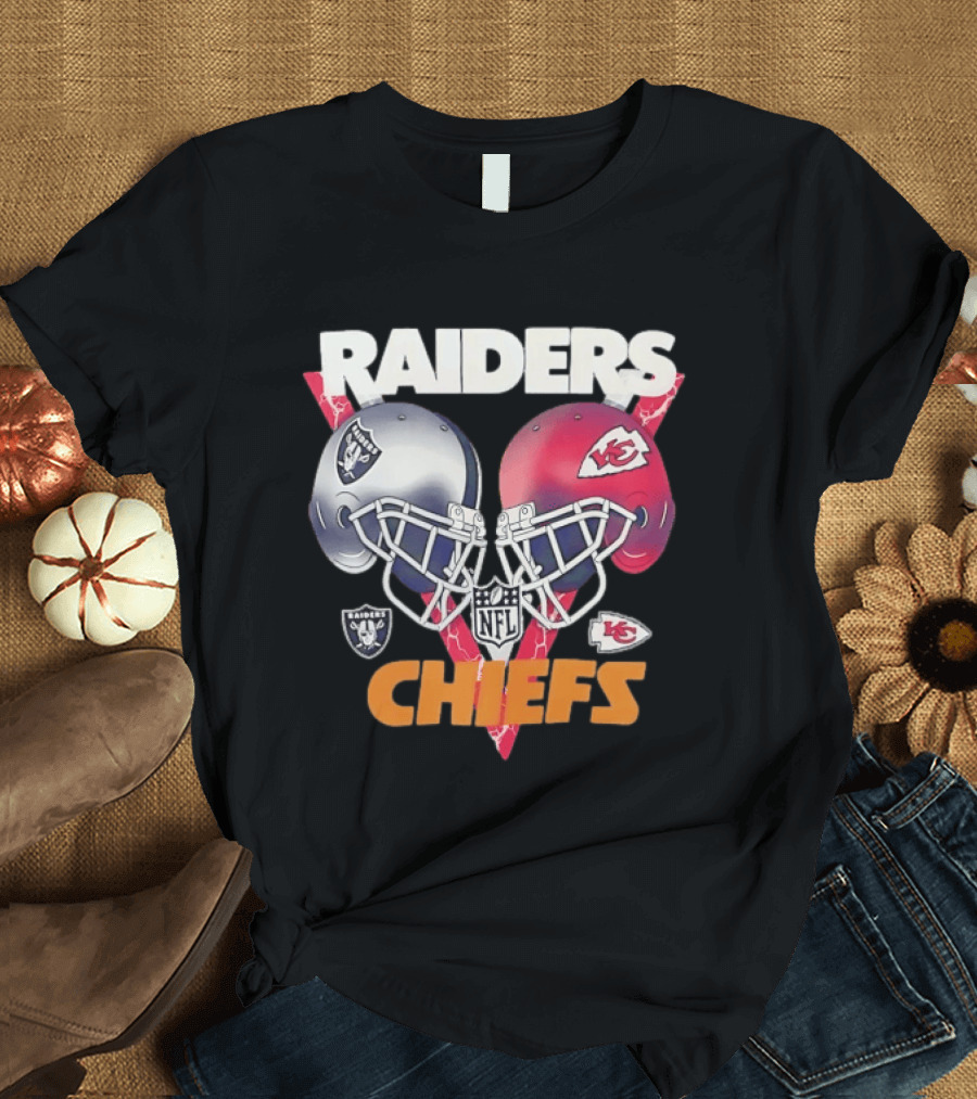 Raiders Vs Chiefs NFL Helmet Showdown T-Shirt