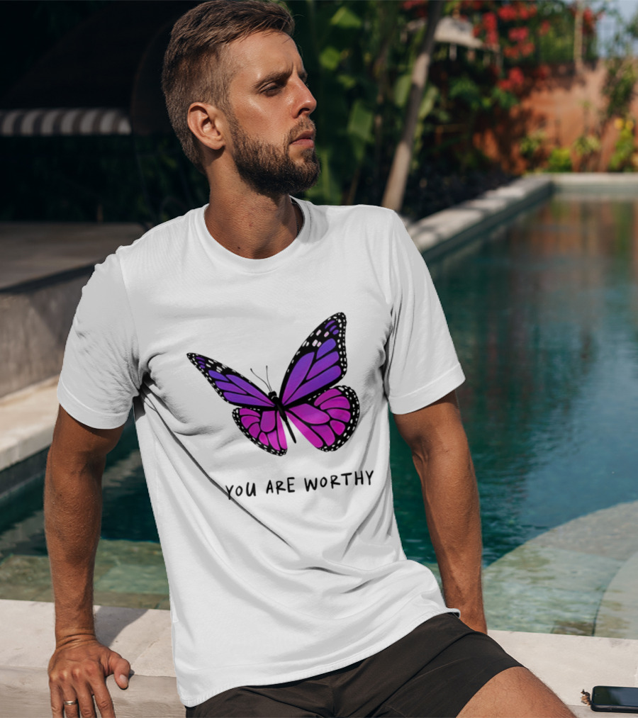 You Are Worthy Butterfly Purple Pink T-Shirt