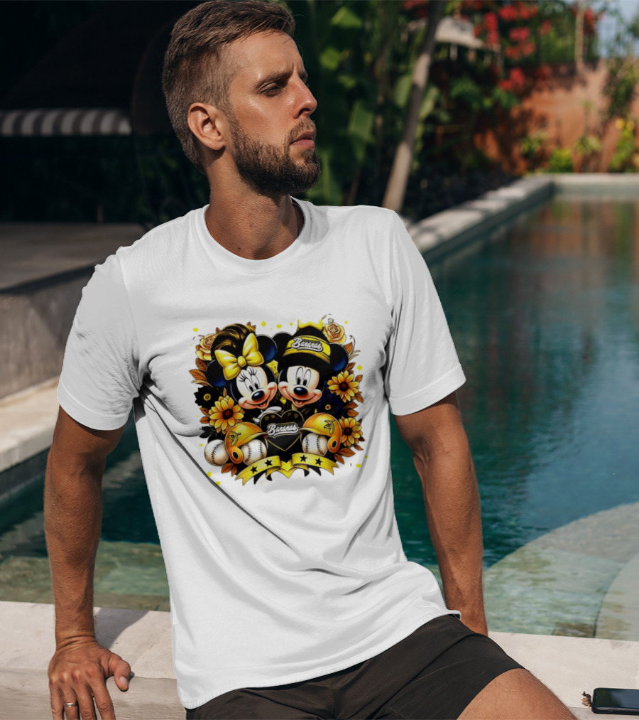 Mickey And Minnie Disney X Savannah Bananas Baseball Collaboration Floral T-Shirt
