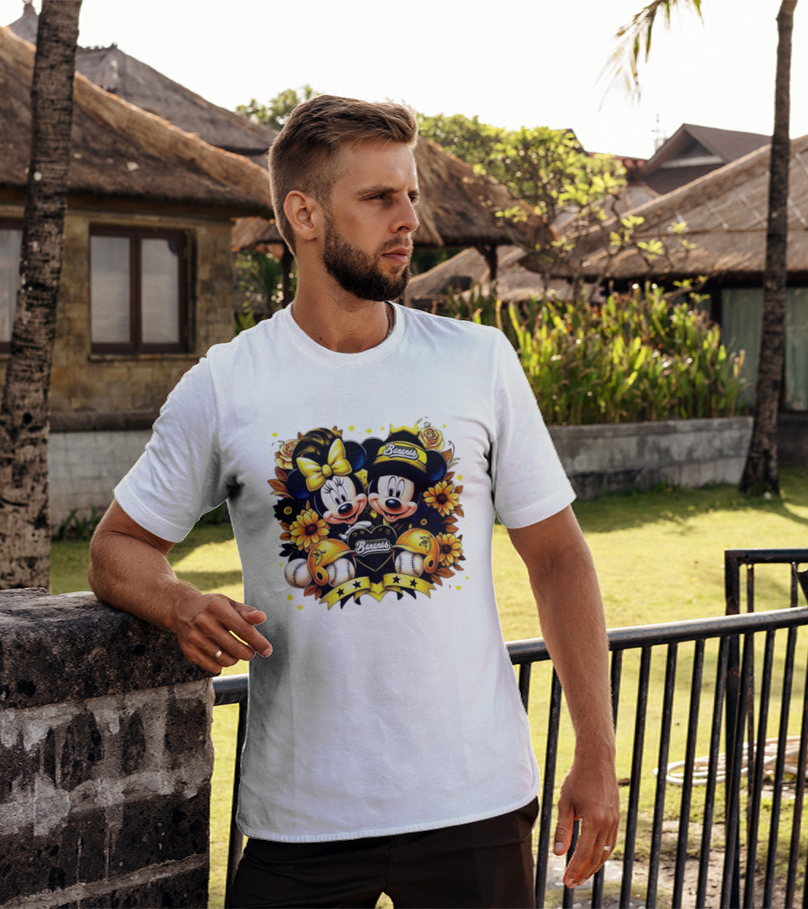Mickey And Minnie Disney X Savannah Bananas Baseball Collaboration Floral T-Shirt