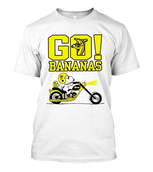 Snoopy Woodstock Go Bananas Motorcycle Savannah Bananas T-Shirt