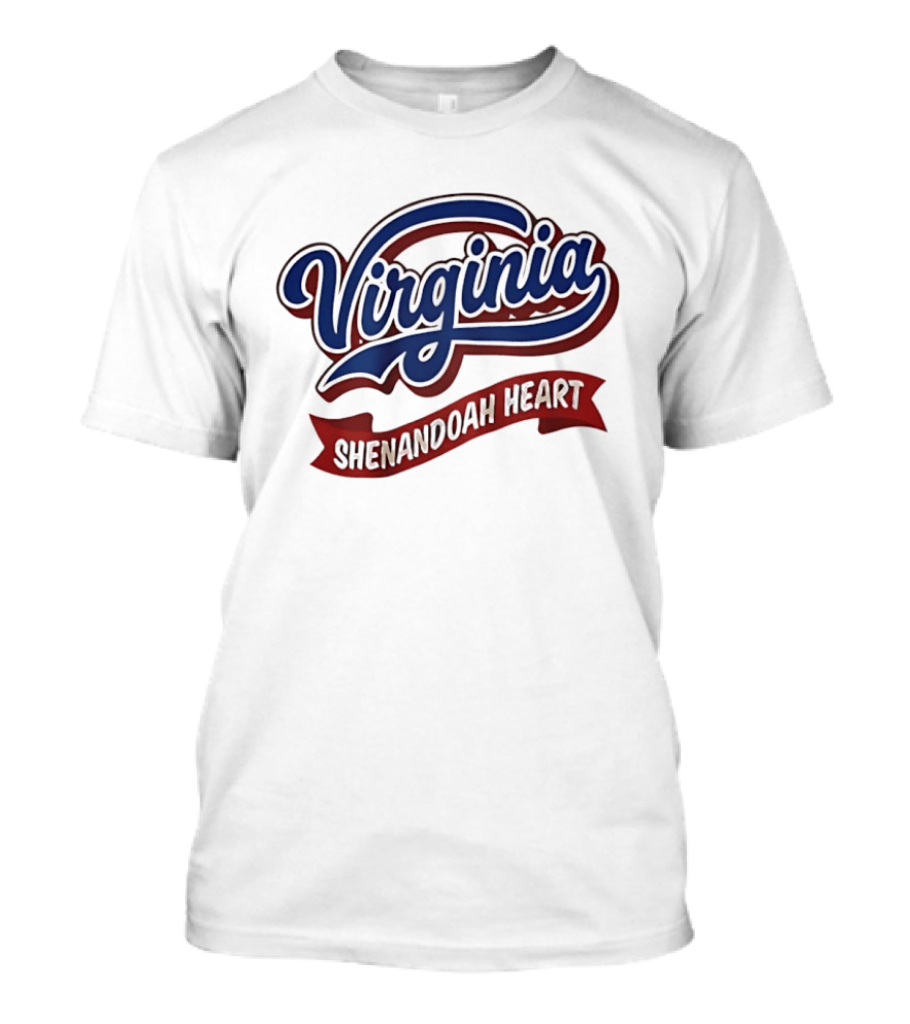 Virginia Shenandoah Heart Vintage Style Script And Ribbon T-Shirt