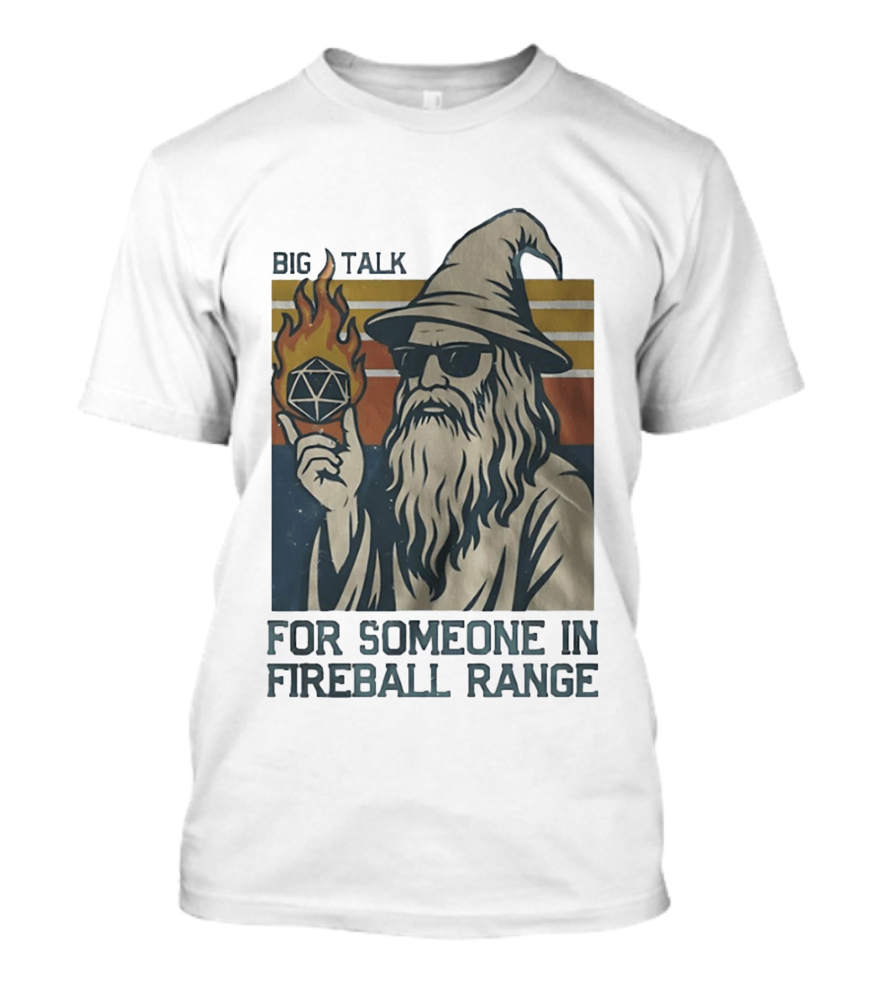 Big Talk Wizard Holding Math Rocks Fireball Range Dungeons And Dragons T-Shirt